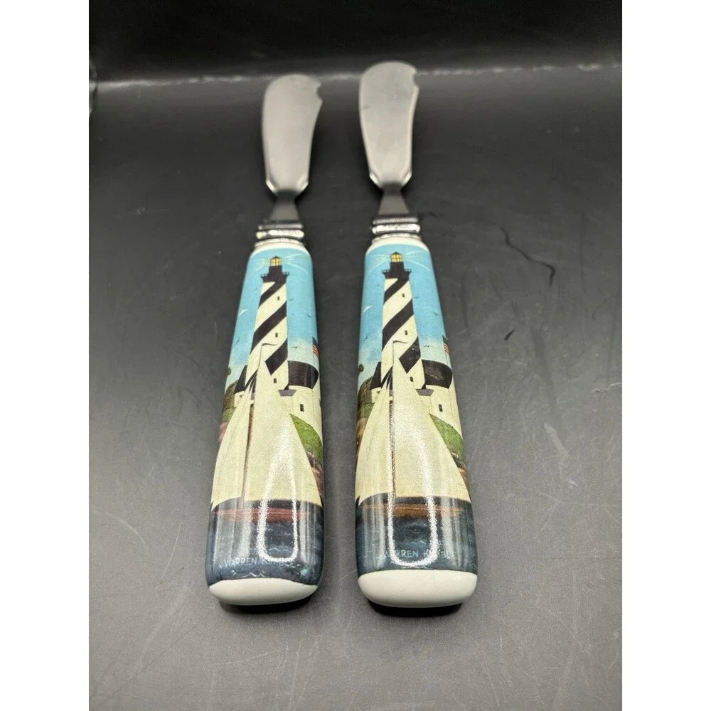 Lighthouse/Sailboat Ceramic Spreader Knives by Warren Kimble Coastal Breeze 2